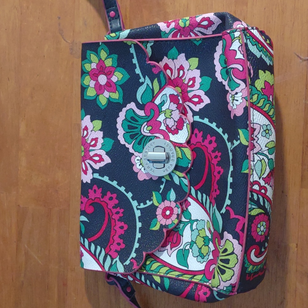 Vera Bradley crossbody purse bag floral paisley pink green black